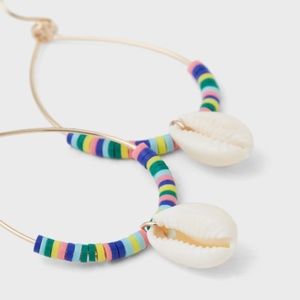 Multicolour Bead and Shell Drop Earrings